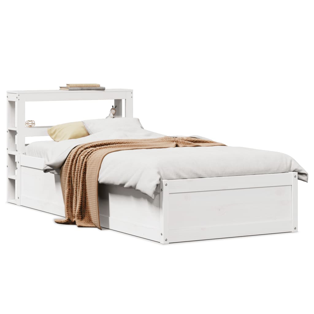 Bedframe met hoofdbord massief grenenhout wit 90x200 cm is nu te koop bij PeponiXL, paradijselijk wonen!