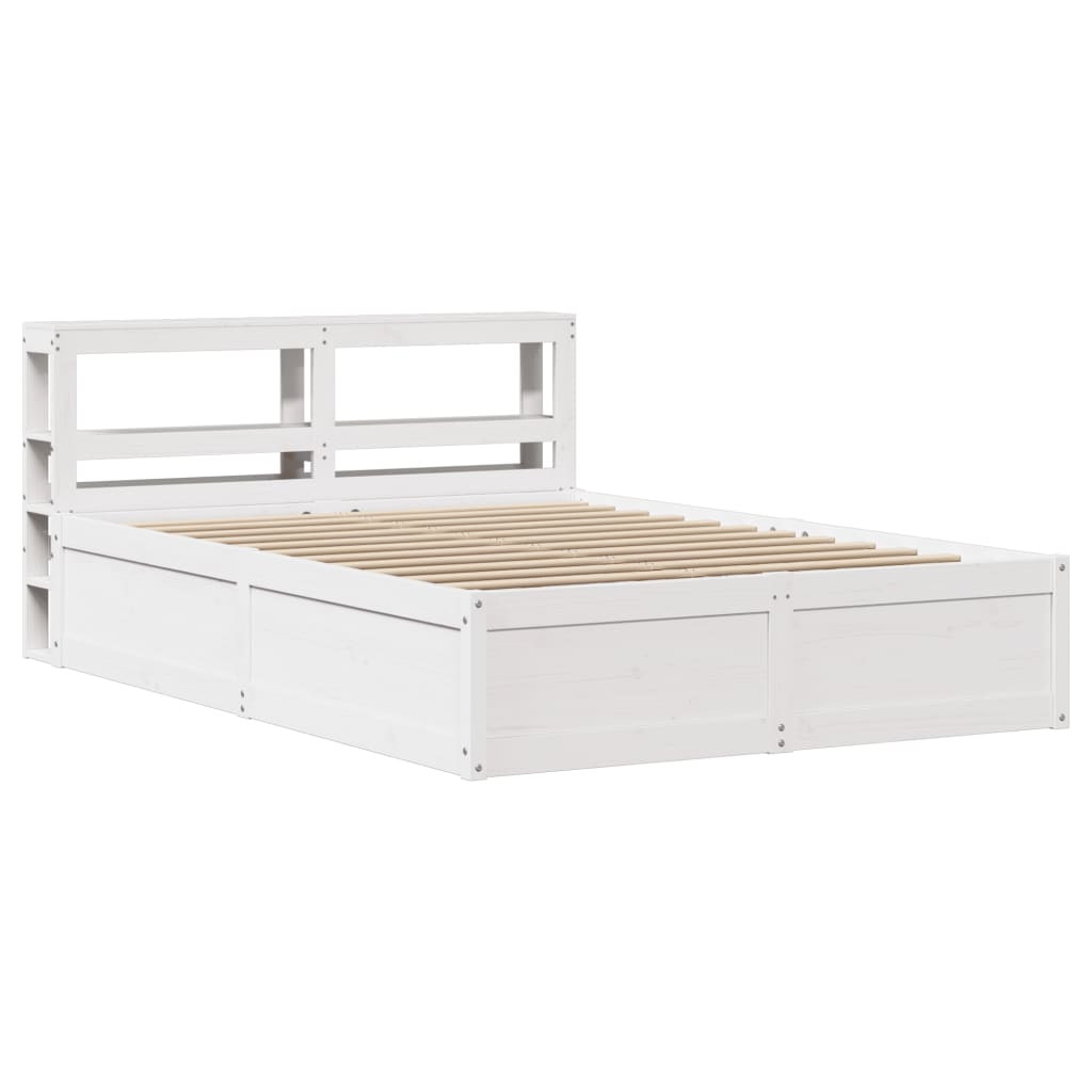 Bedframe met hoofdbord massief grenenhout wit 140x190 cm is nu te koop bij PeponiXL, paradijselijk wonen!