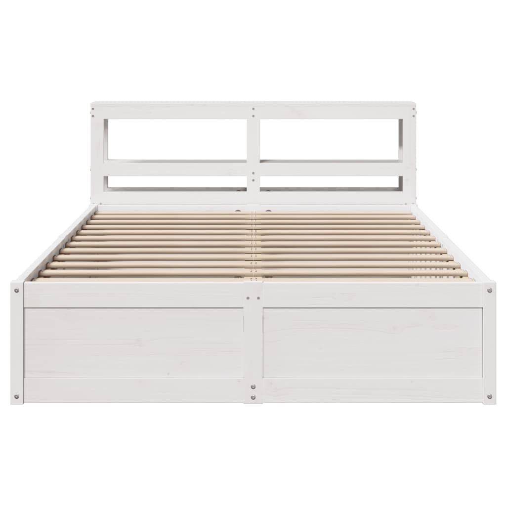 Bedframe met hoofdbord massief grenenhout wit 140x190 cm is nu te koop bij PeponiXL, paradijselijk wonen!