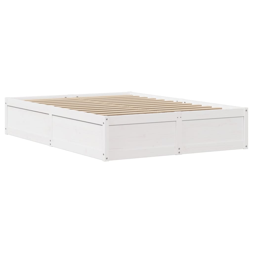 Bedframe met hoofdbord massief grenenhout wit 140x190 cm is nu te koop bij PeponiXL, paradijselijk wonen!