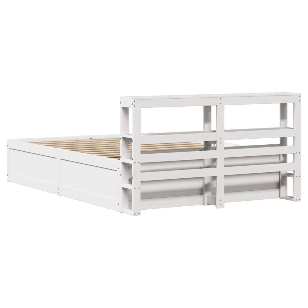 Bedframe met hoofdbord massief grenenhout wit 140x190 cm is nu te koop bij PeponiXL, paradijselijk wonen!
