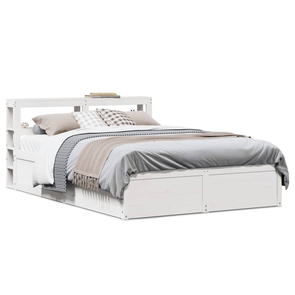 Bedframe met hoofdbord massief grenenhout wit 140x190 cm is nu te koop bij PeponiXL, paradijselijk wonen!