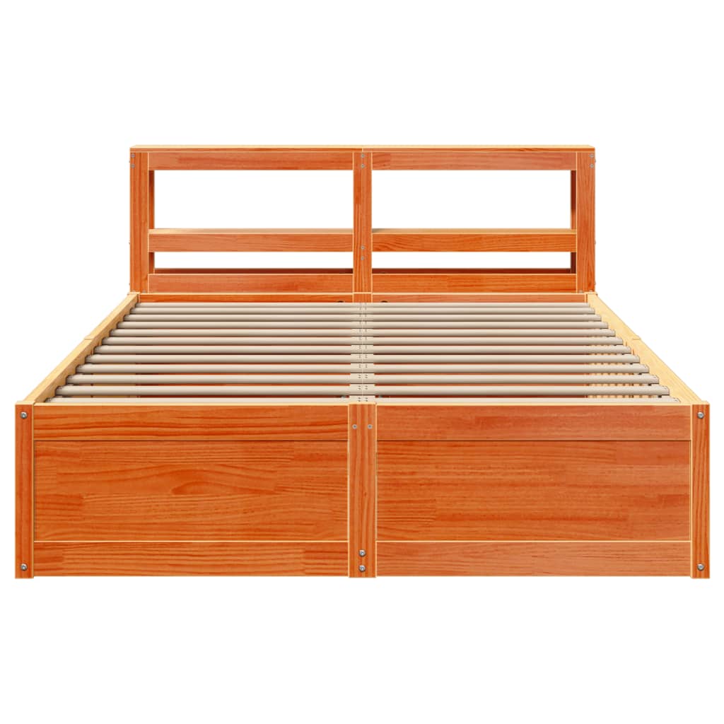 Bedframe met hoofdbord massief grenenhout wasbruin 140x190 cm is nu te koop bij PeponiXL, paradijselijk wonen!