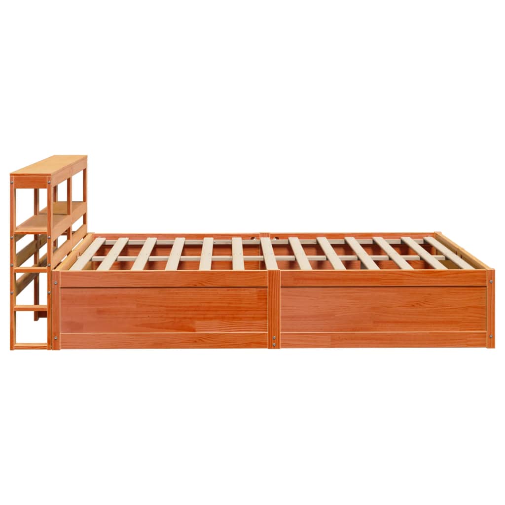 Bedframe met hoofdbord massief grenenhout wasbruin 140x190 cm is nu te koop bij PeponiXL, paradijselijk wonen!