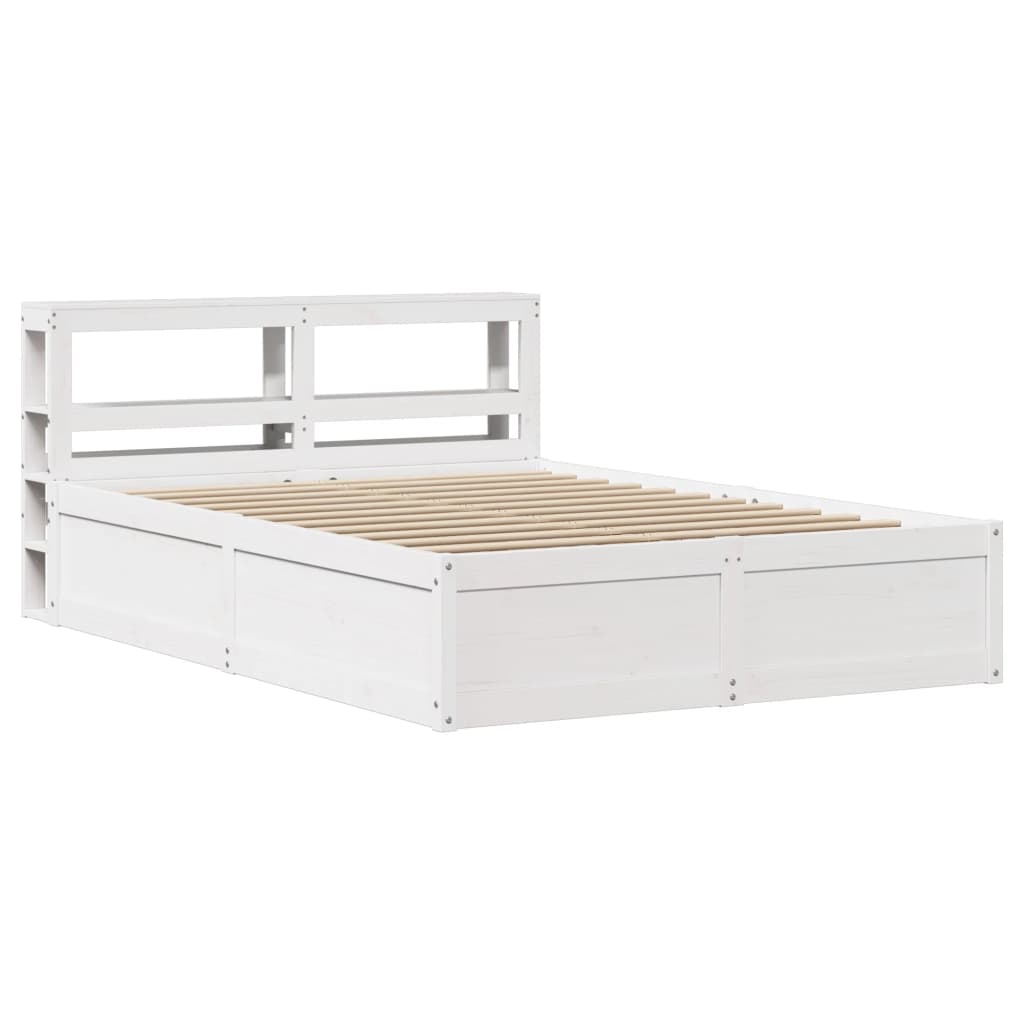 Bedframe met hoofdbord massief grenenhout wit 120x190 cm is nu te koop bij PeponiXL, paradijselijk wonen!