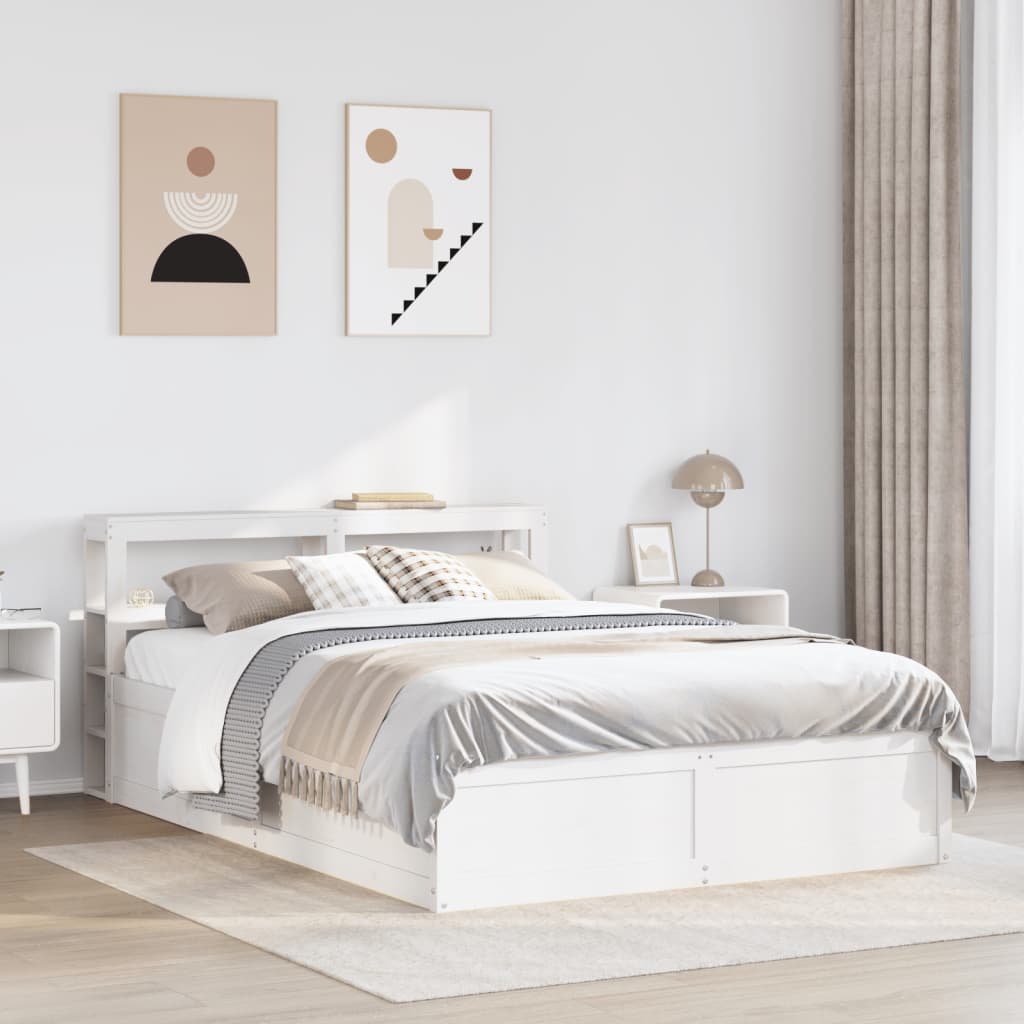 Bedframe met hoofdbord massief grenenhout wit 120x190 cm is nu te koop bij PeponiXL, paradijselijk wonen!