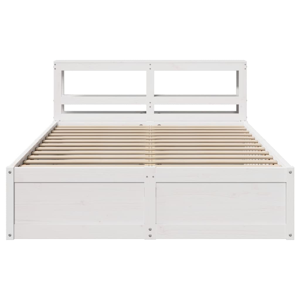 Bedframe met hoofdbord massief grenenhout wit 120x190 cm is nu te koop bij PeponiXL, paradijselijk wonen!