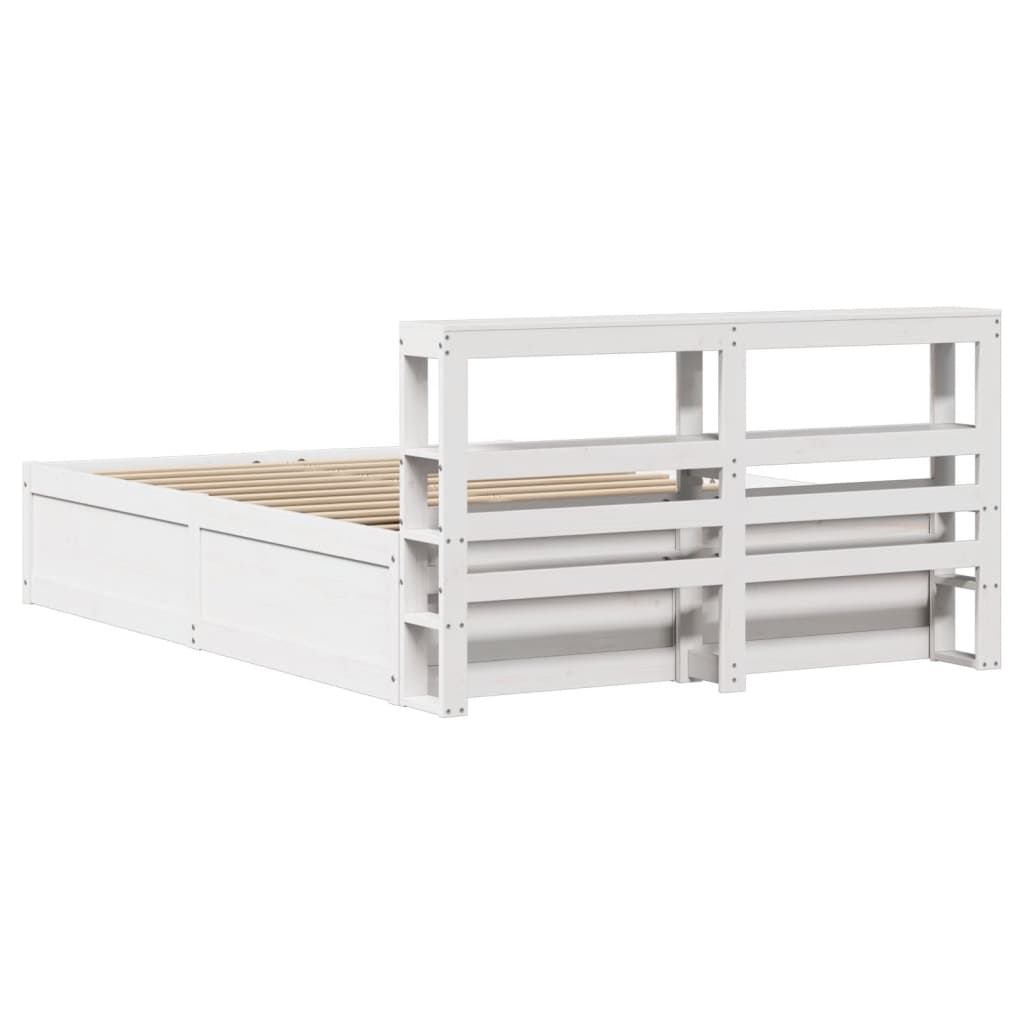 Bedframe met hoofdbord massief grenenhout wit 120x190 cm is nu te koop bij PeponiXL, paradijselijk wonen!