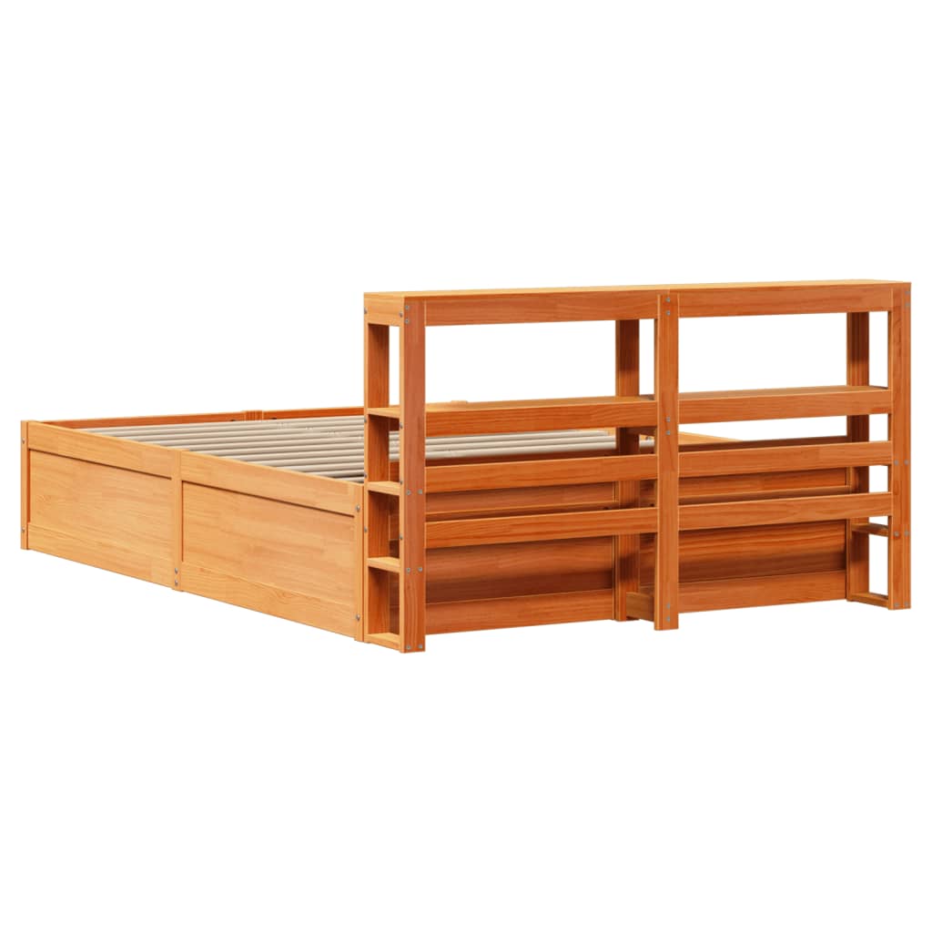 Bedframe met hoofdbord massief grenenhout wasbruin 120x190 cm is nu te koop bij PeponiXL, paradijselijk wonen!