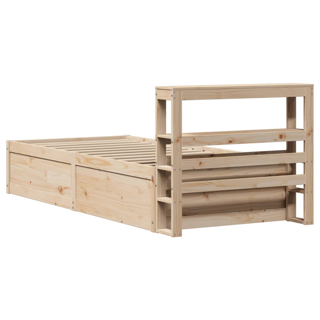 Bedframe met hoofdbord massief grenenhout 90x190 cm is nu te koop bij PeponiXL, paradijselijk wonen!