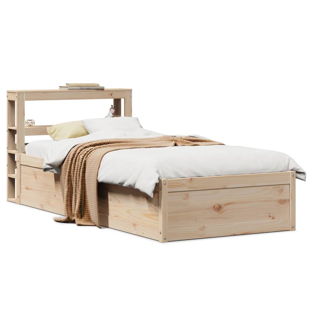 Bedframe met hoofdbord massief grenenhout 90x190 cm is nu te koop bij PeponiXL, paradijselijk wonen!