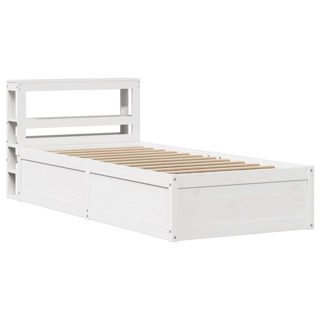 Bedframe met hoofdbord massief grenenhout wit 90x190 cm is nu te koop bij PeponiXL, paradijselijk wonen!