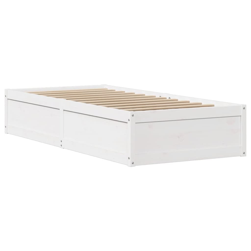 Bedframe met hoofdbord massief grenenhout wit 90x190 cm is nu te koop bij PeponiXL, paradijselijk wonen!