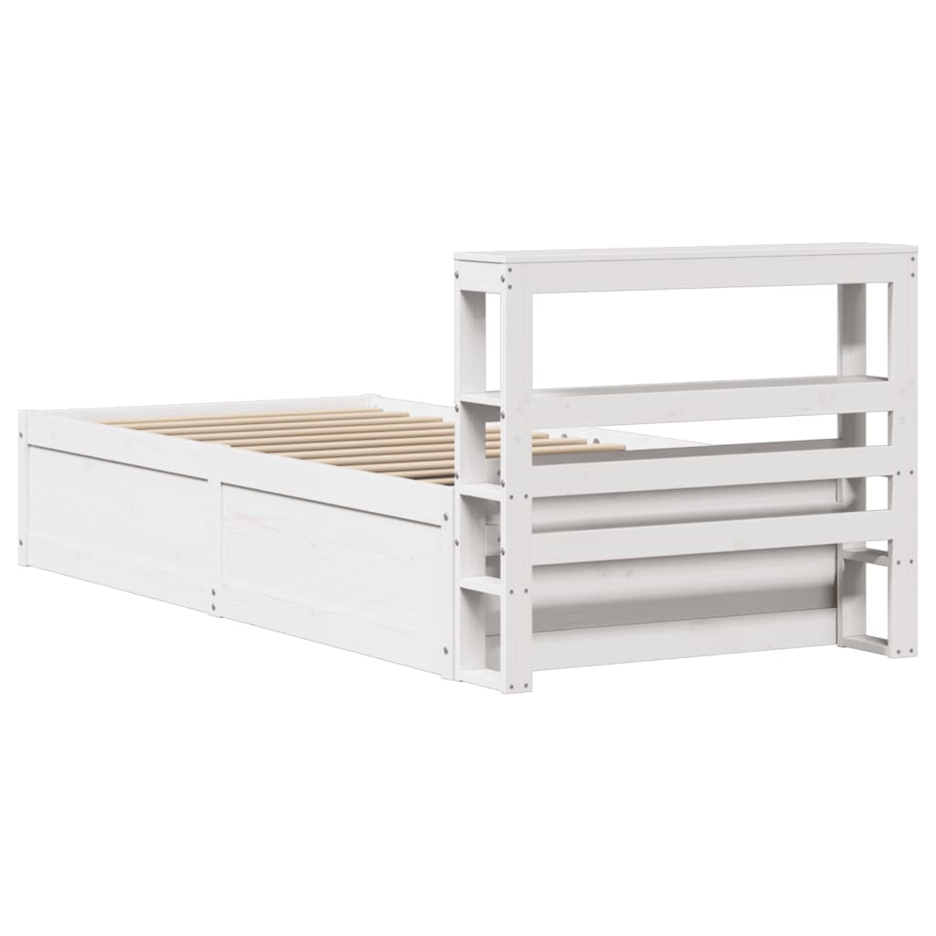 Bedframe met hoofdbord massief grenenhout wit 90x190 cm is nu te koop bij PeponiXL, paradijselijk wonen!