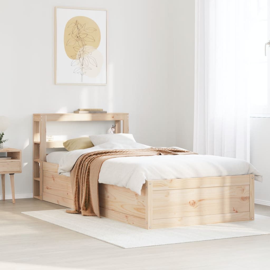 Bedframe met hoofdbord massief grenenhout 75x190 cm is nu te koop bij PeponiXL, paradijselijk wonen!