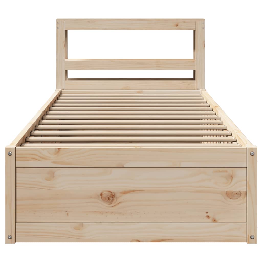 Bedframe met hoofdbord massief grenenhout 75x190 cm is nu te koop bij PeponiXL, paradijselijk wonen!