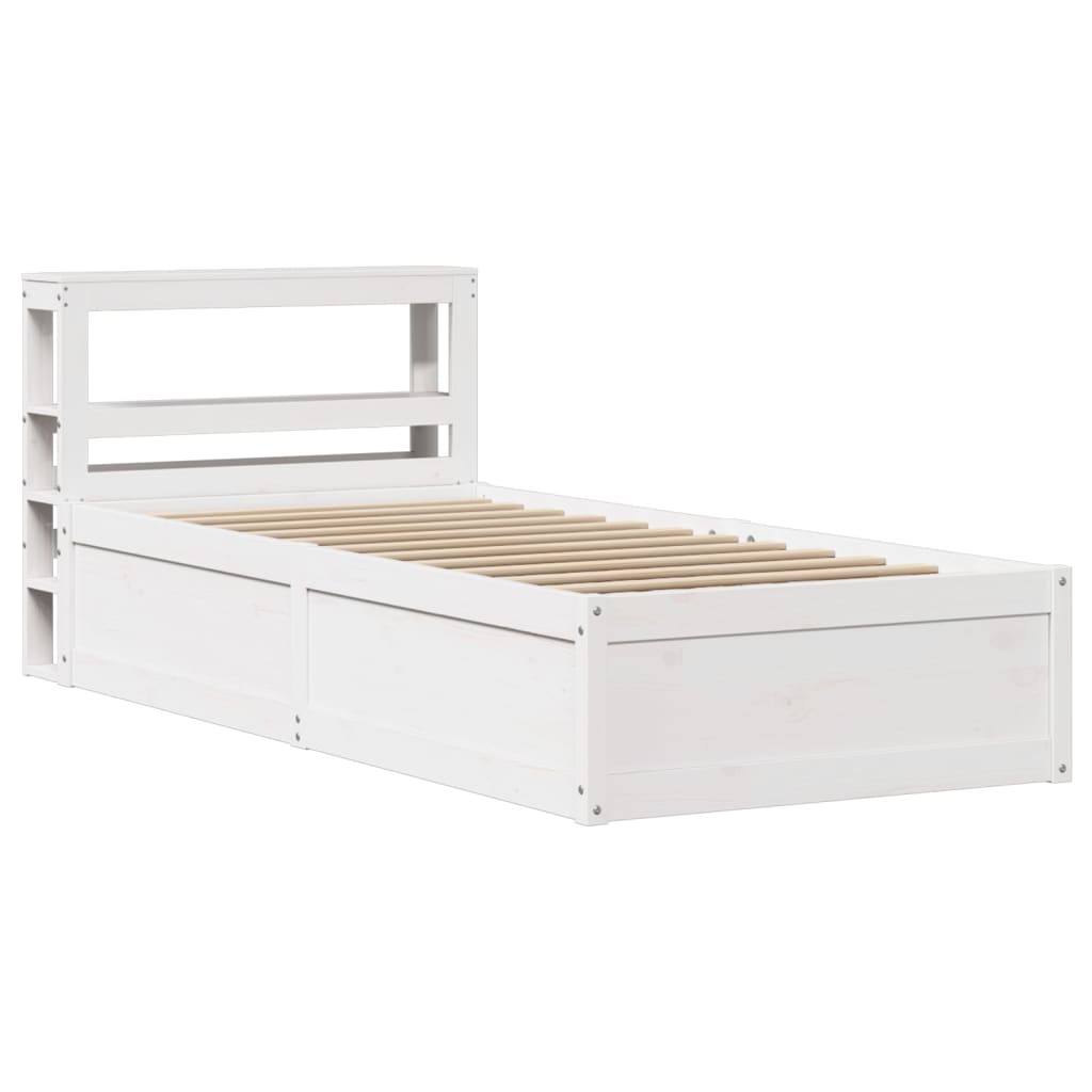 Bedframe met hoofdbord massief grenenhout wit 75x190 cm is nu te koop bij PeponiXL, paradijselijk wonen!