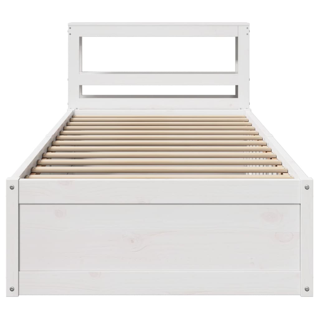 Bedframe met hoofdbord massief grenenhout wit 75x190 cm is nu te koop bij PeponiXL, paradijselijk wonen!