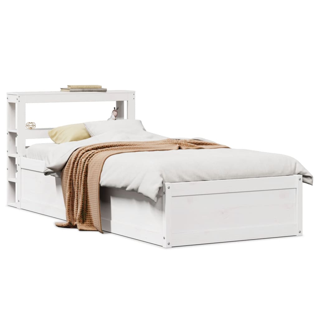 Bedframe met hoofdbord massief grenenhout wit 75x190 cm is nu te koop bij PeponiXL, paradijselijk wonen!