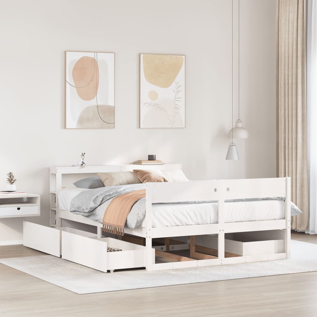 Bedframe zonder matras massief grenenhout wit 160x200 cm is nu te koop bij PeponiXL, paradijselijk wonen!