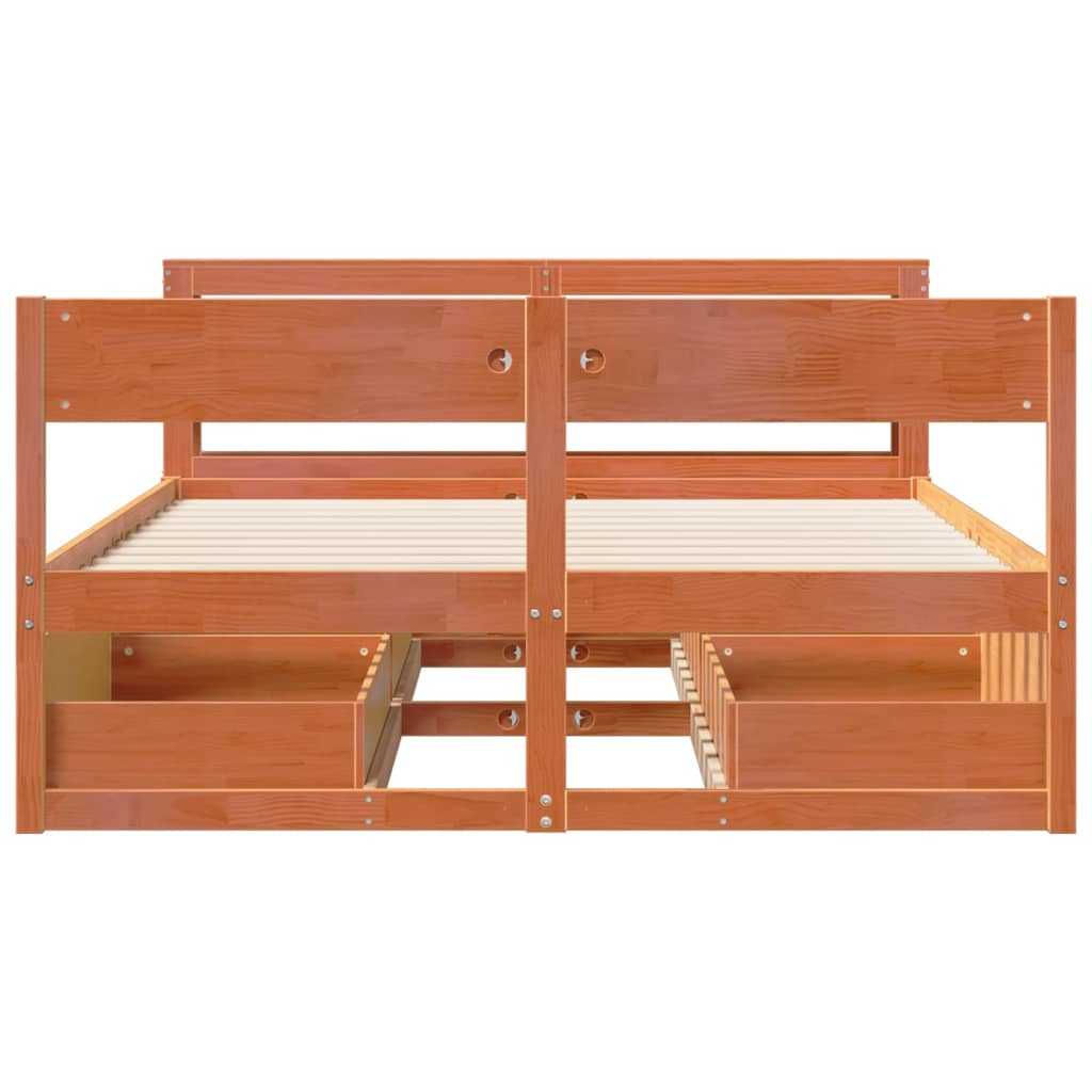 Bedframe zonder matras massief grenenhout wasbruin 160x200 cm is nu te koop bij PeponiXL, paradijselijk wonen!