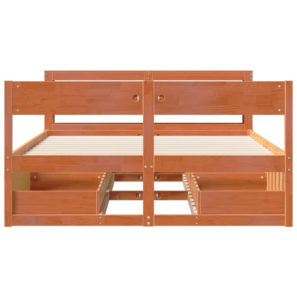 Bedframe zonder matras massief grenenhout wasbruin 150x200 cm is nu te koop bij PeponiXL, paradijselijk wonen!