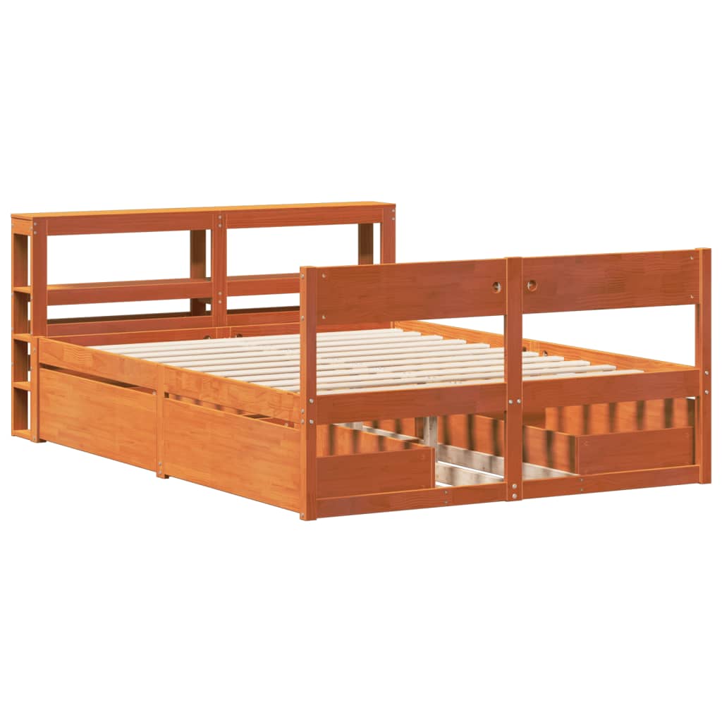 Bedframe zonder matras massief grenenhout wasbruin 140x200 cm is nu te koop bij PeponiXL, paradijselijk wonen!