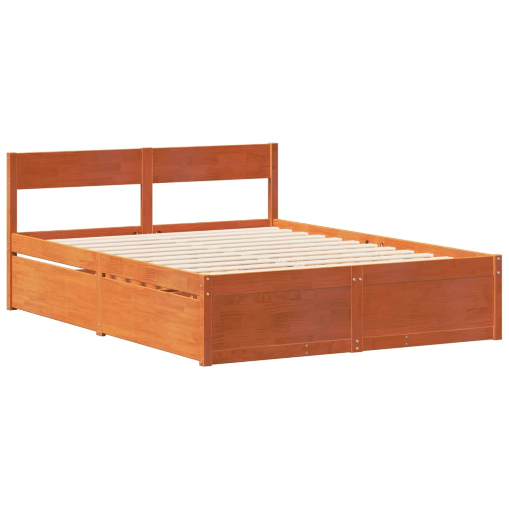 Bedframe zonder matras massief grenenhout wasbruin 140x200 cm is nu te koop bij PeponiXL, paradijselijk wonen!