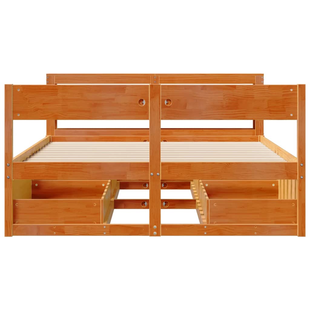 Bedframe zonder matras massief grenenhout wasbruin 135x190 cm is nu te koop bij PeponiXL, paradijselijk wonen!
