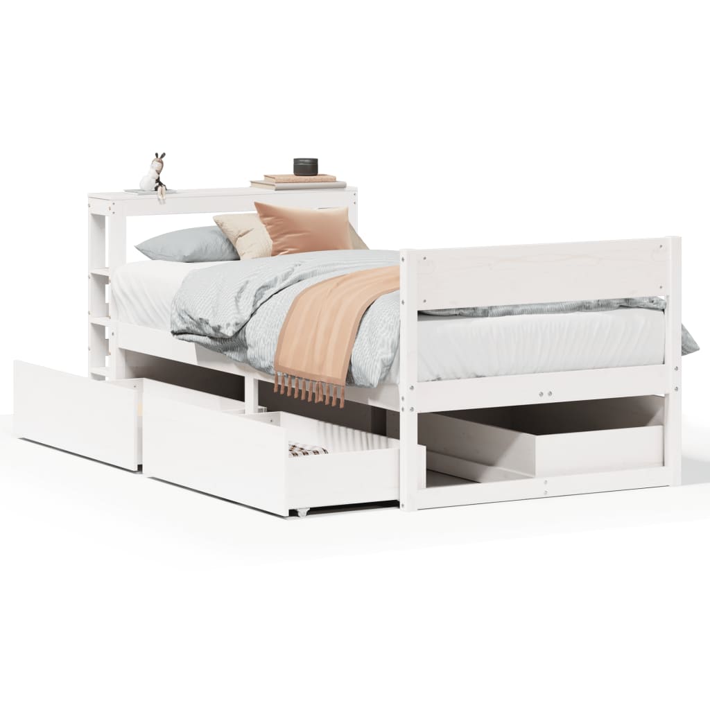 Bedframe zonder matras massief grenenhout wit 75x190 cm is nu te koop bij PeponiXL, paradijselijk wonen!
