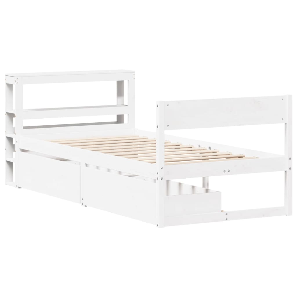 Bedframe zonder matras massief grenenhout wit 75x190 cm is nu te koop bij PeponiXL, paradijselijk wonen!