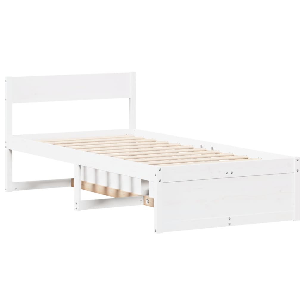 Bedframe zonder matras massief grenenhout wit 75x190 cm is nu te koop bij PeponiXL, paradijselijk wonen!