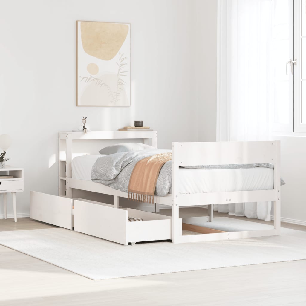 Bedframe zonder matras massief grenenhout wit 75x190 cm is nu te koop bij PeponiXL, paradijselijk wonen!