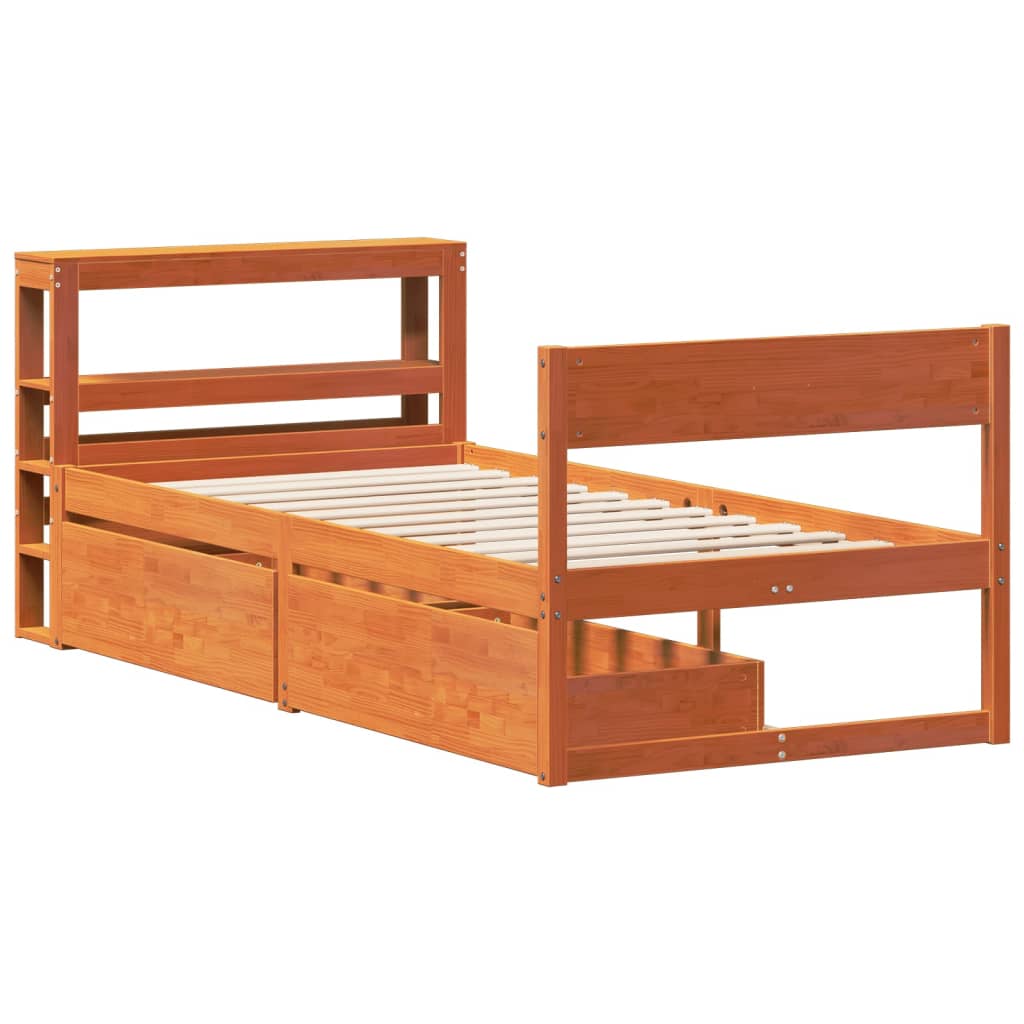 Bedframe zonder matras massief grenenhout wasbruin 75x190 cm is nu te koop bij PeponiXL, paradijselijk wonen!