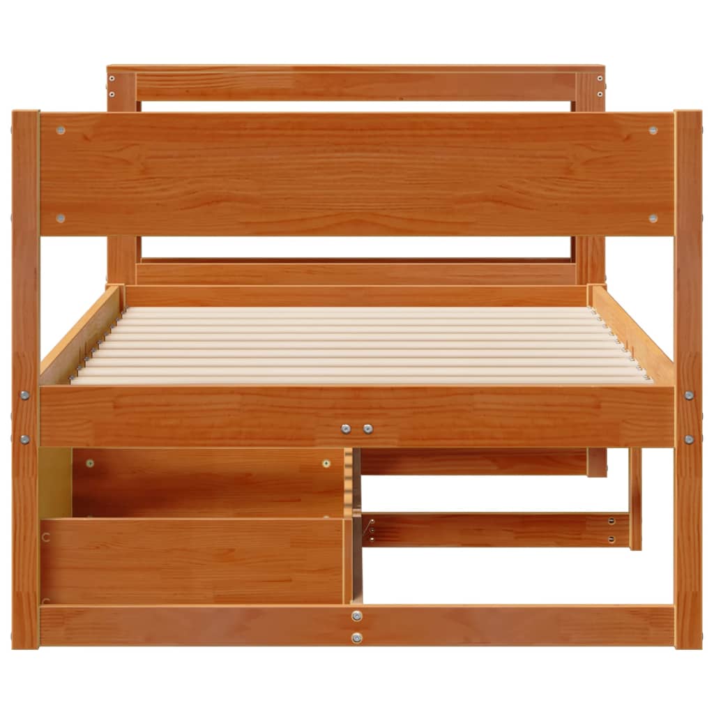 Bedframe zonder matras massief grenenhout wasbruin 75x190 cm is nu te koop bij PeponiXL, paradijselijk wonen!
