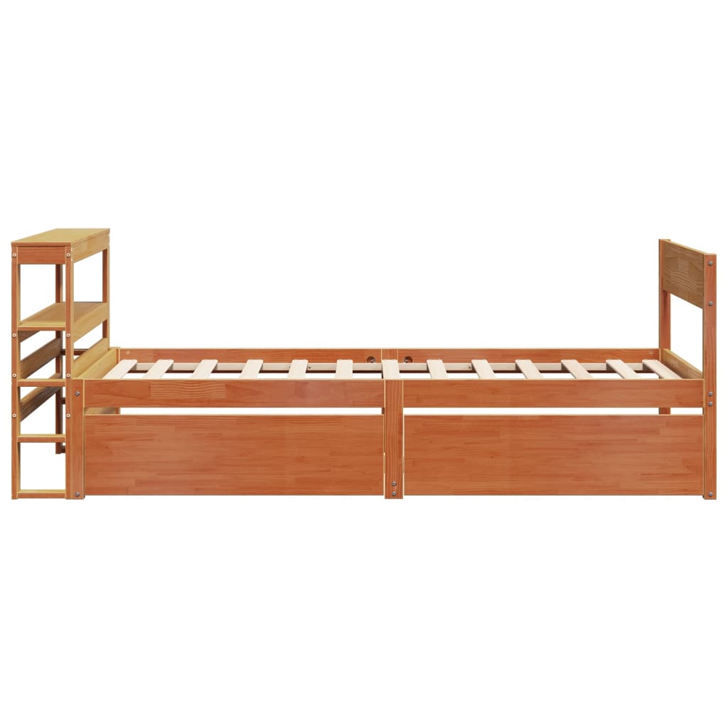 Bedframe zonder matras massief grenenhout wasbruin 75x190 cm is nu te koop bij PeponiXL, paradijselijk wonen!