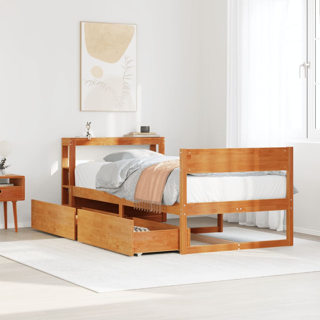 Bedframe zonder matras massief grenenhout wasbruin 75x190 cm is nu te koop bij PeponiXL, paradijselijk wonen!