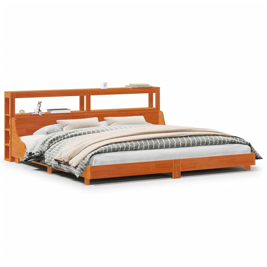 Bedframe zonder matras massief grenenhout wasbruin 200x200 cm is nu te koop bij PeponiXL, paradijselijk wonen!