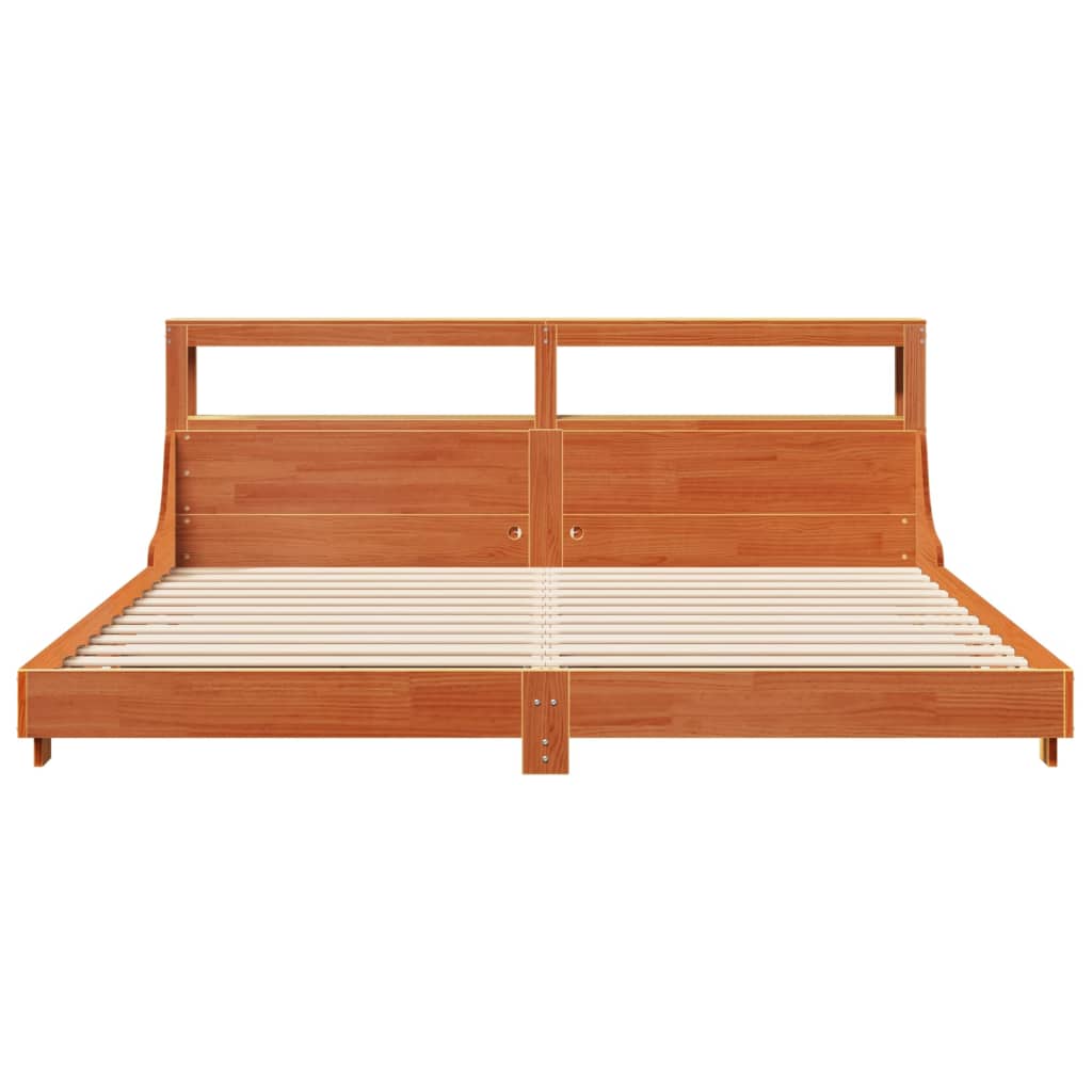 Bedframe zonder matras massief grenenhout wasbruin 200x200 cm is nu te koop bij PeponiXL, paradijselijk wonen!