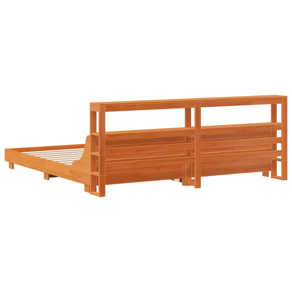Bedframe zonder matras massief grenenhout wasbruin 200x200 cm is nu te koop bij PeponiXL, paradijselijk wonen!
