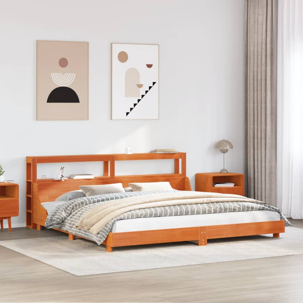 Bedframe zonder matras massief grenenhout wasbruin 200x200 cm is nu te koop bij PeponiXL, paradijselijk wonen!