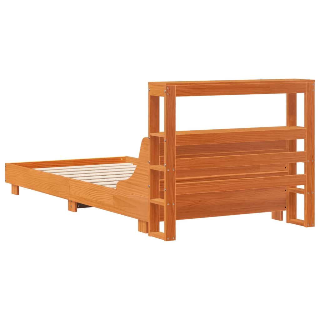 Bedframe zonder matras massief grenenhout wasbruin 100x200 cm is nu te koop bij PeponiXL, paradijselijk wonen!