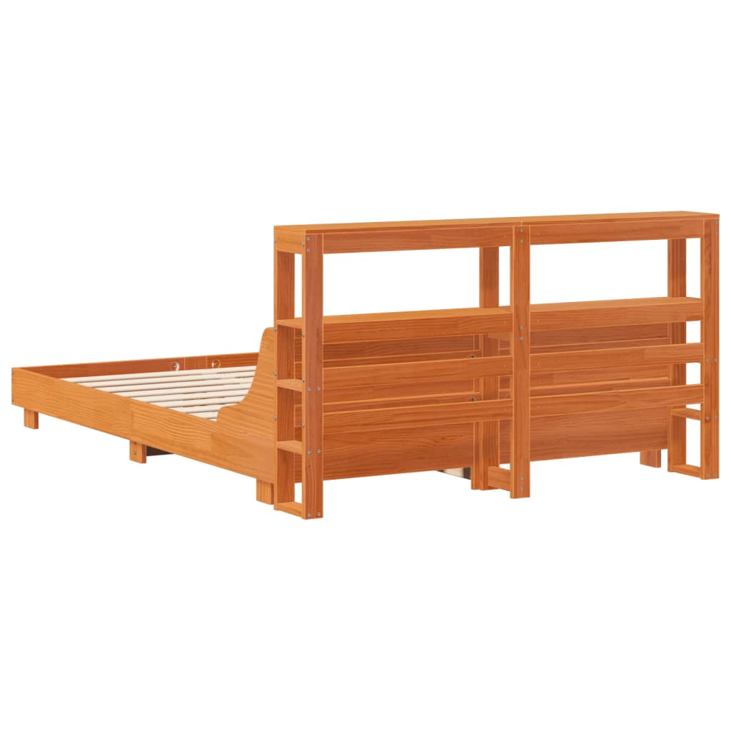 Bedframe zonder matras massief grenenhout wasbruin 135x190 cm is nu te koop bij PeponiXL, paradijselijk wonen!