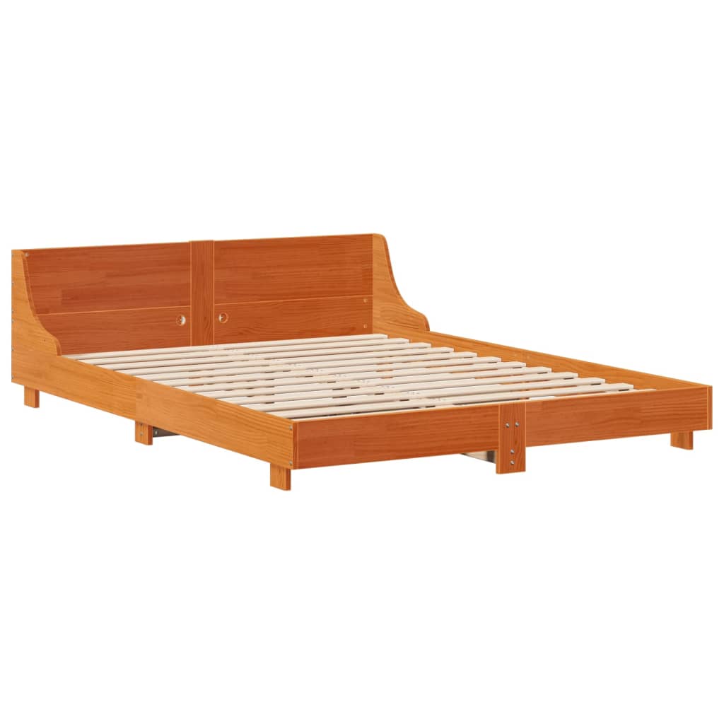 Bedframe zonder matras massief grenenhout wasbruin 135x190 cm is nu te koop bij PeponiXL, paradijselijk wonen!