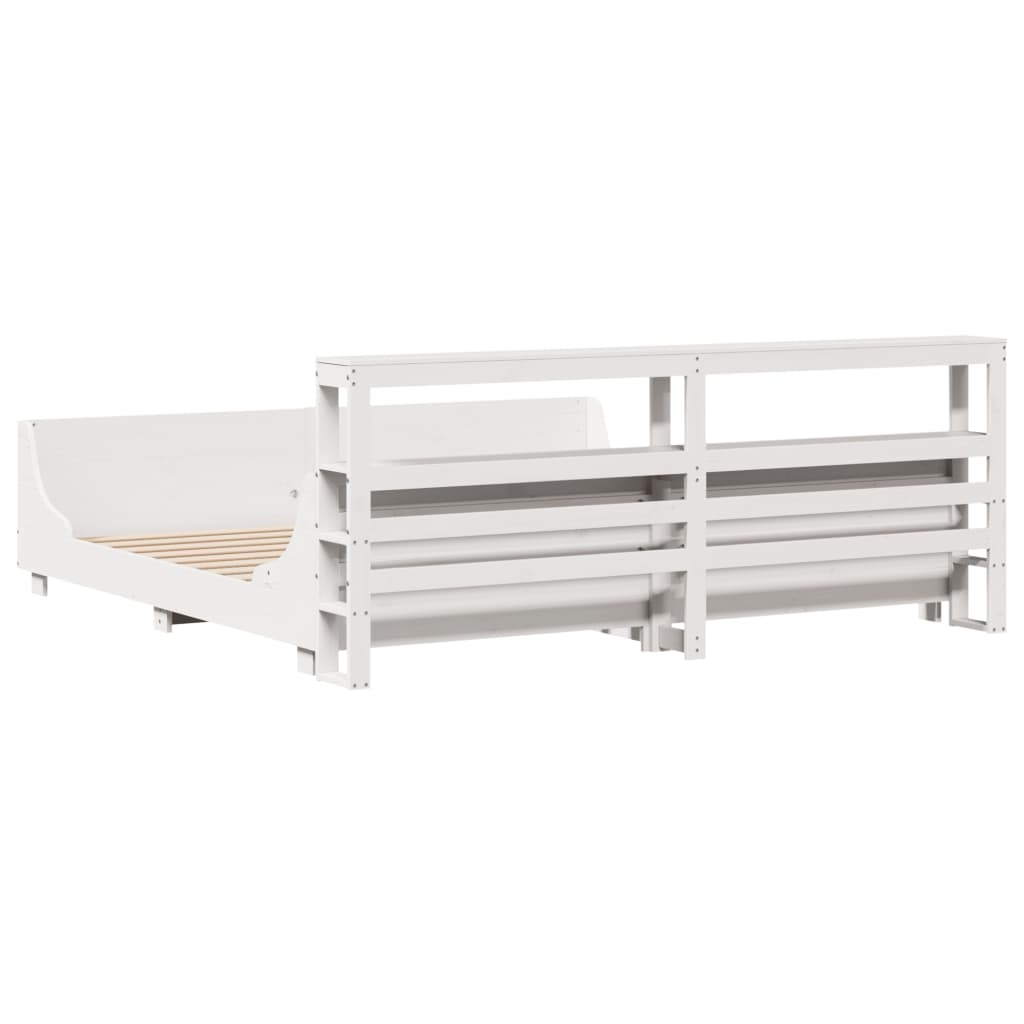 Bedframe zonder matras massief grenenhout wit 200x200 cm is nu te koop bij PeponiXL, paradijselijk wonen!