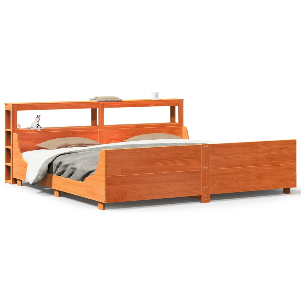 Bedframe zonder matras massief grenenhout wasbruin 200x200 cm is nu te koop bij PeponiXL, paradijselijk wonen!