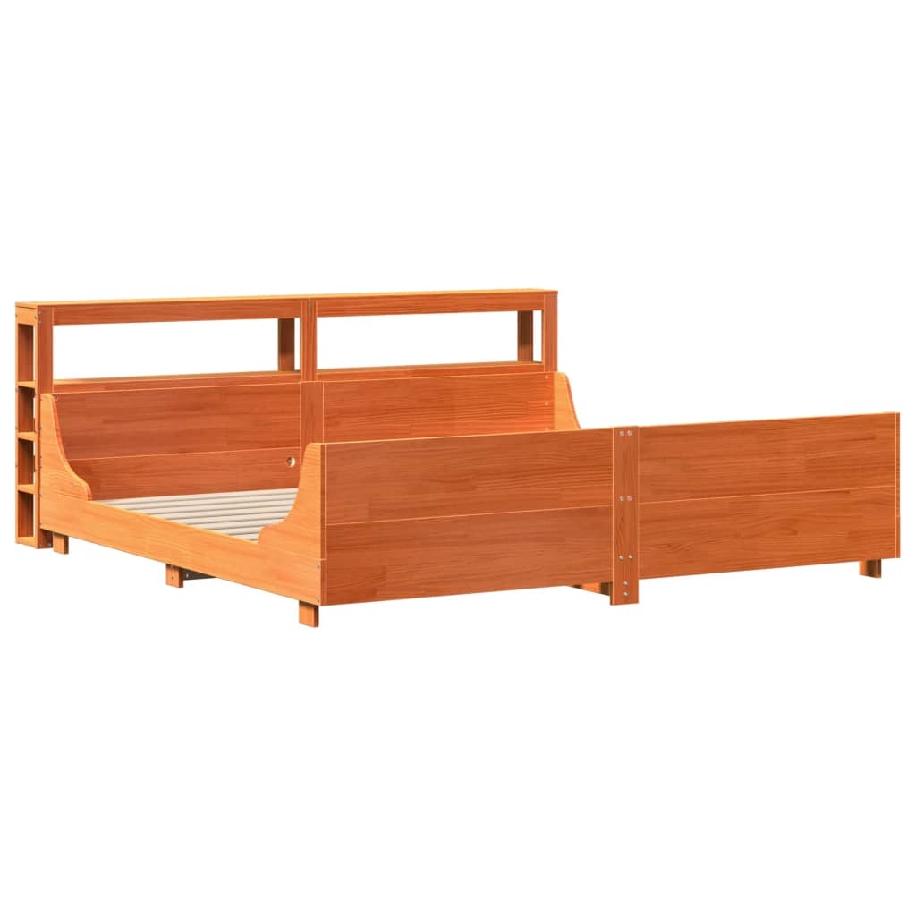 Bedframe zonder matras massief grenenhout wasbruin 200x200 cm is nu te koop bij PeponiXL, paradijselijk wonen!