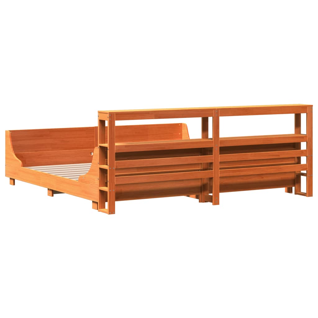 Bedframe zonder matras massief grenenhout wasbruin 200x200 cm is nu te koop bij PeponiXL, paradijselijk wonen!