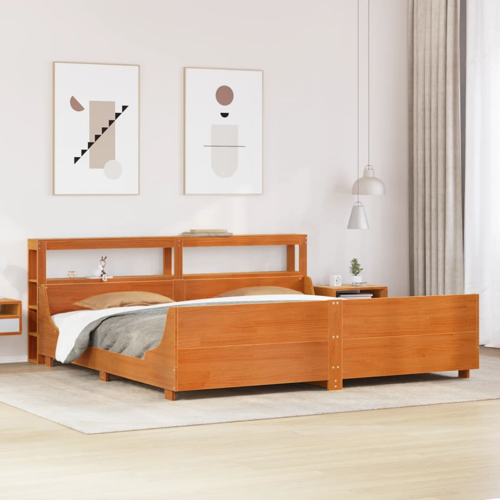 Bedframe zonder matras massief grenenhout wasbruin 200x200 cm is nu te koop bij PeponiXL, paradijselijk wonen!