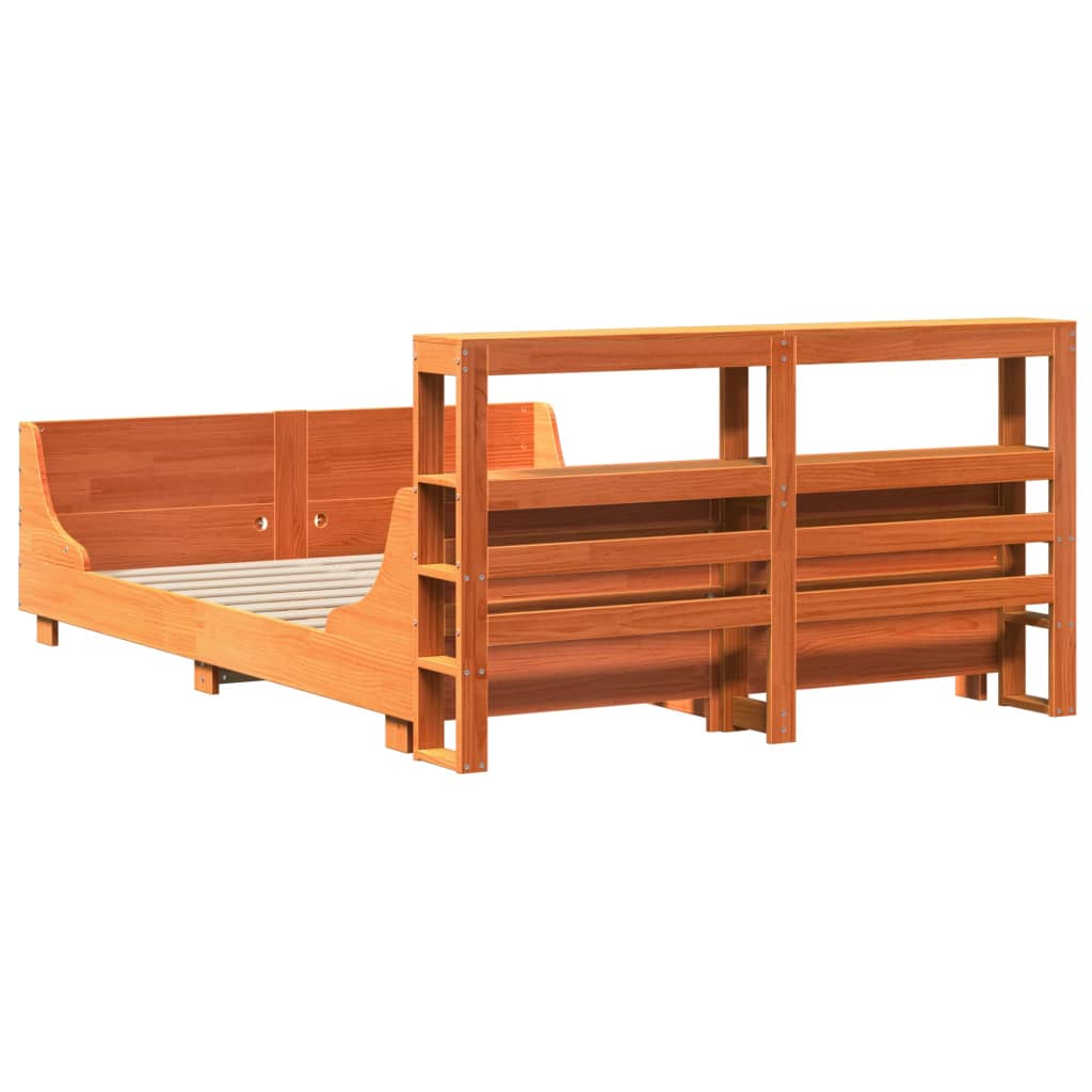 Bedframe zonder matras massief grenenhout wasbruin 140x200 cm is nu te koop bij PeponiXL, paradijselijk wonen!